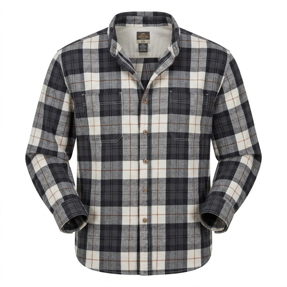 Ridgecut Toughwear Mens 2XL Gray Plaid Flannel Long Sleeve Button Down Shirt